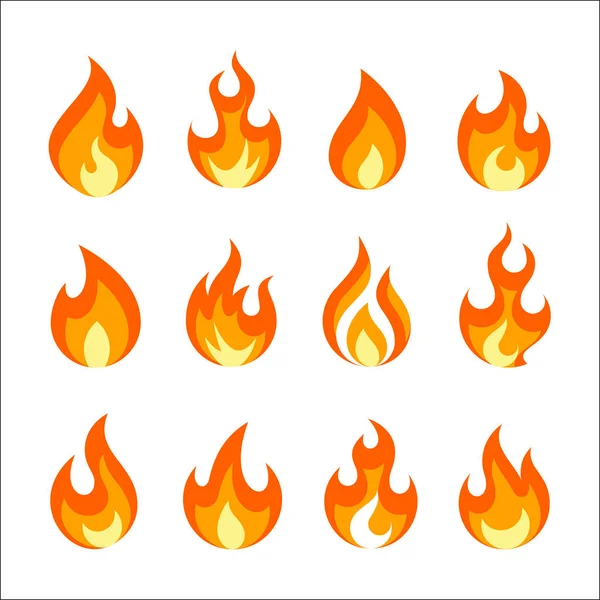 Proste wektorowe ikony płomienia w płaskim stylu — Wektor stockowy