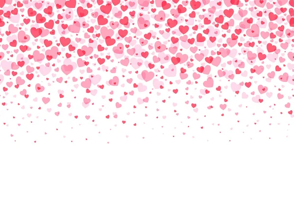 Coeurs fond, Saint Valentin tombant coeur rose confettis — Image vectorielle