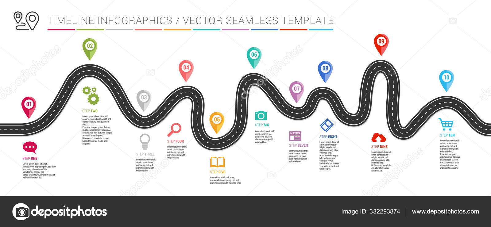 Navigation roadmap infographic timeline concept with place for Pertaining To Blank Road Map Template