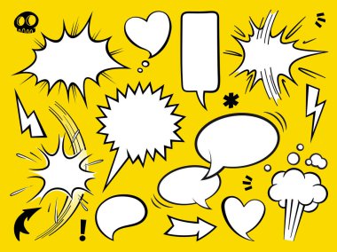Bir dizi komik konuşma balonu. Çizgi film vektör çizimi