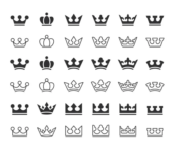 Krone Ikone Vektor Illustration Set — Stockvektor
