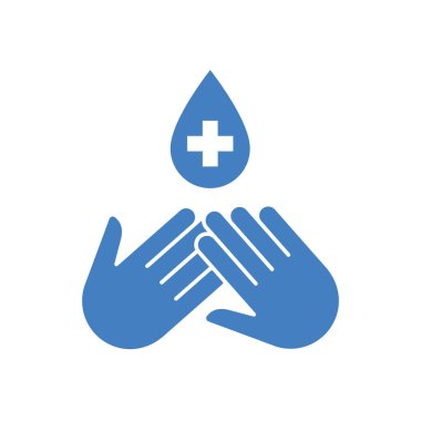 Mavi Dezenfeksiyon Vektör Simgesi beyaz arkaplanda izole edildi