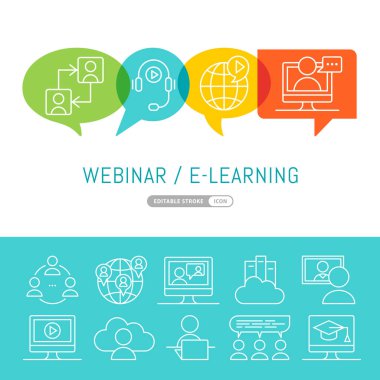 Çizgi filmcilerle çevrimiçi webinar ya da seminer düz vektör çizimi izole edildi