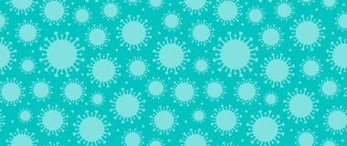 İniş sayfası arkaplan pankartı için COVID-19 Coronavirus soyut arkaplan - modern düz stil vektör illüstrasyonu