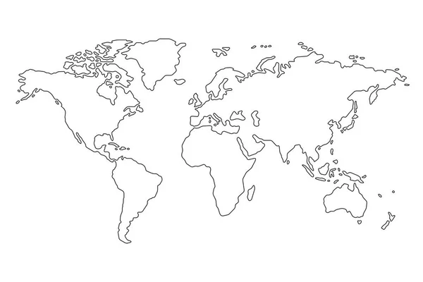 Mapa Simplificado Del Mundo Azul Sobre Fondo Blanco — Archivo Imágenes Vectoriales