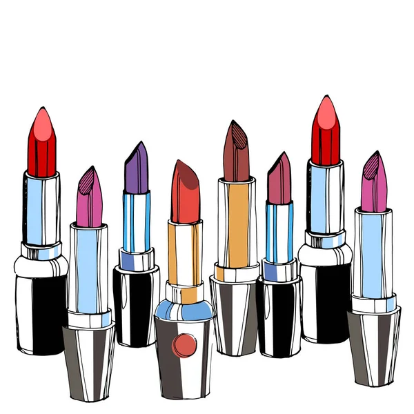 Lipstick red fashion beauty vector makeup — Stock Vector