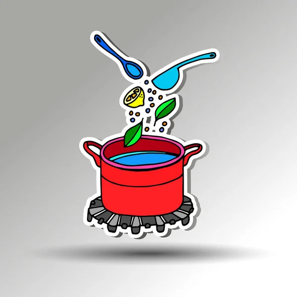 Cooking saucepan kitchen food illustration object vector — Stock Vector