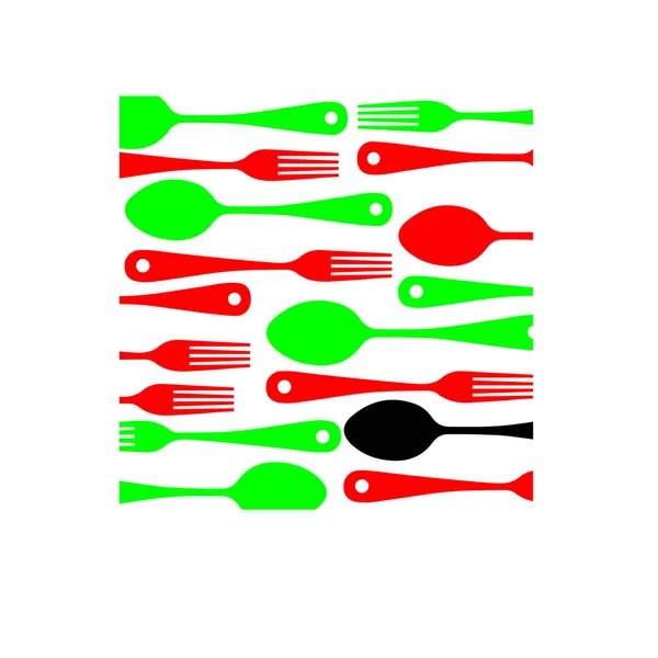 勺子叉子图标矢量厨房图 — 图库矢量图片