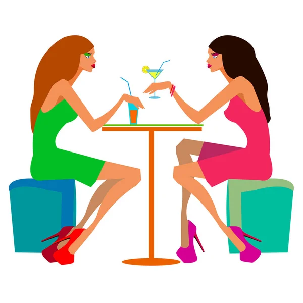 Beleza bonito vetor álcool amizade reunião —  Vetores de Stock