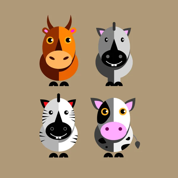 Zebra djur illustration roliga vektor karaktär Ko bull häst — Stock vektor