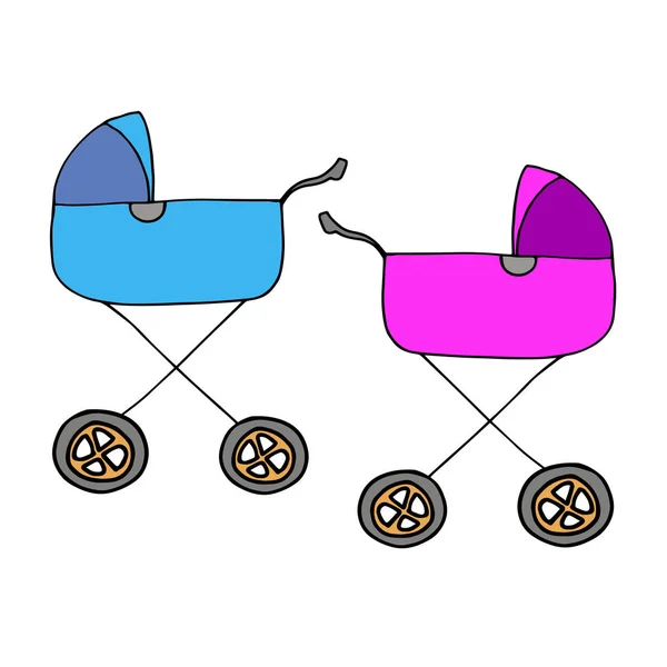 Cochecito bebé ilustración vector carro niño icono niño cochecito c — Vector de stock