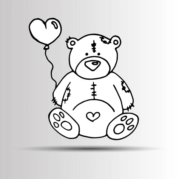 Urso vetor brinquedo ursinho ilustração animal bonito desenho animado bebê feliz amor — Vetor de Stock