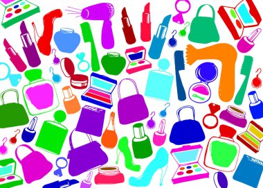 moda kadın makyaj Ayakkabı Çanta vektör