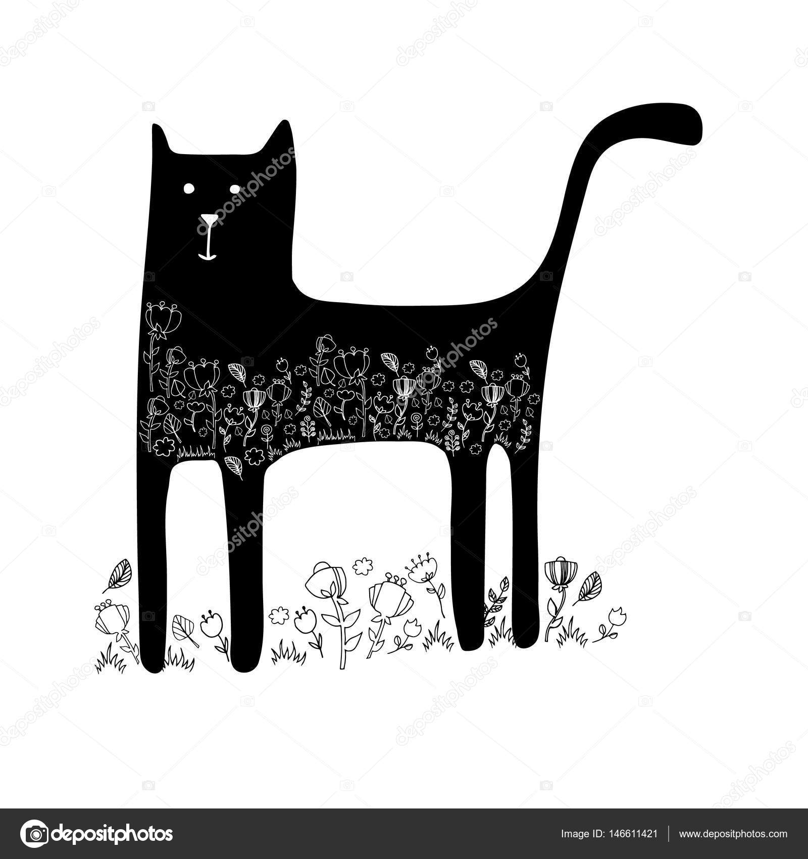 Animaux Animal Contour Dessin Créatif Chaton Chat Image