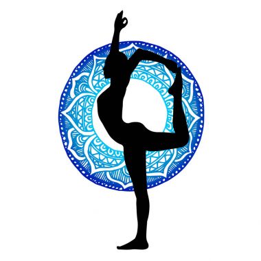 Yoga. Lotus pozisyonu silueti. Vektör şekli