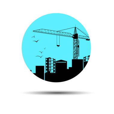 vektör inşaat vinç siluet sanayi illüstrasyon mimari