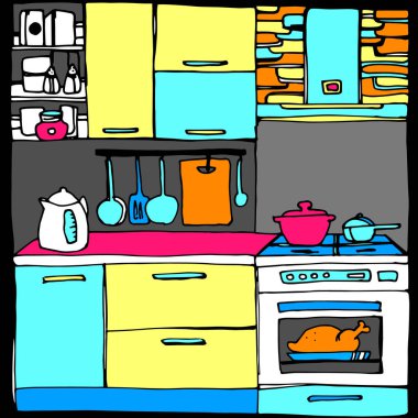 masa sandalye resimde beyaz ahşap tasarım vektör