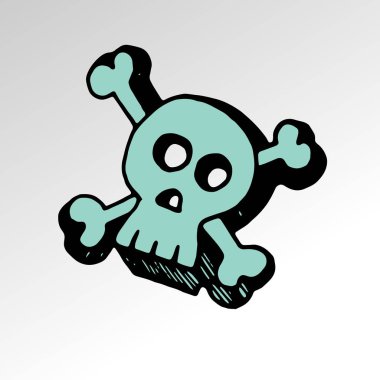 Kafatası vektör ölü iskelet Cadılar Bayramı illüstrasyon karikatür