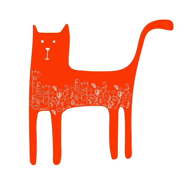 Gato animal contorno desenho criativo gatinho animal de estimação — Vetor de Stock