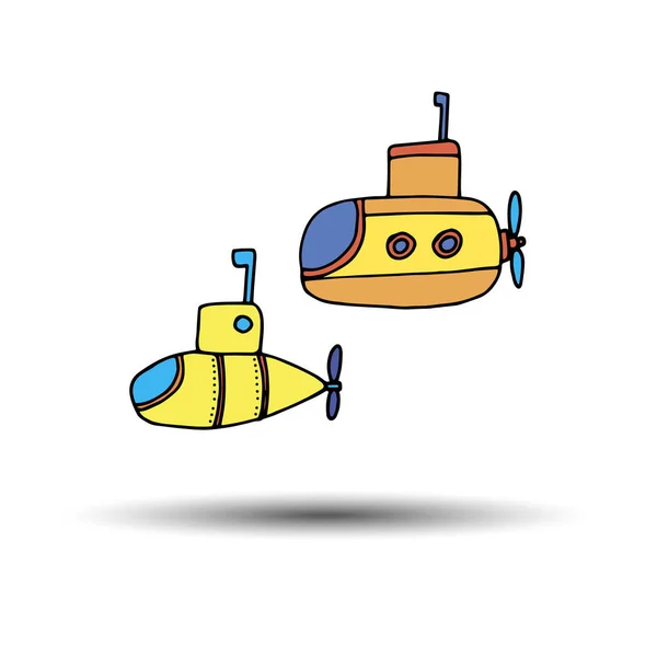 Подводная векторная иллюстрация подводный морской мультфильм транспорт желтые путешествия — стоковый вектор