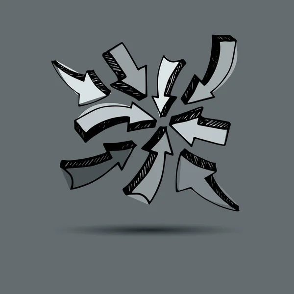 Colección de flechas de boceto para su diseño. flechas vectoriales sobre un fondo gris. Conjunto de diferentes flechas vectoriales — Vector de stock