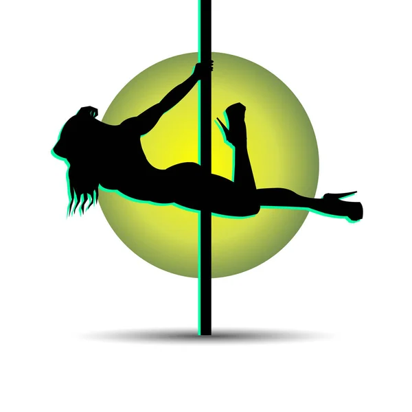 Pole girl illustration dancer strip vector stripper silhouette sexy club — Stock Vector