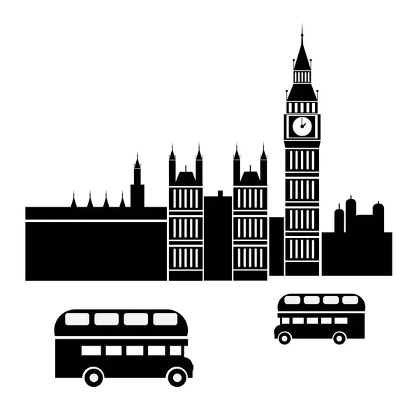 Vector illustration of the various landmarks of London — Stock Vector