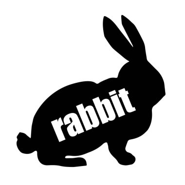 Beyaz Paskalya tavşanı. Paskalya tavşanı. Tavşan siluet