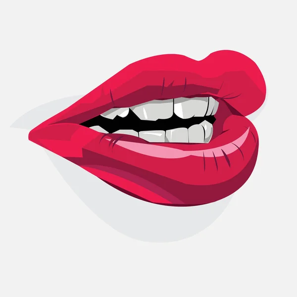 Vector, lápiz labial, rojo, labios, boca, hembra — Vector de stock