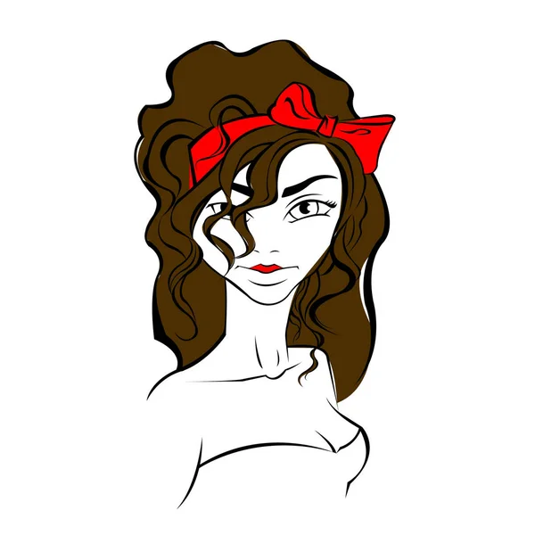 Красота красивые волосы вектор девушка портрет молодой — стоковый вектор