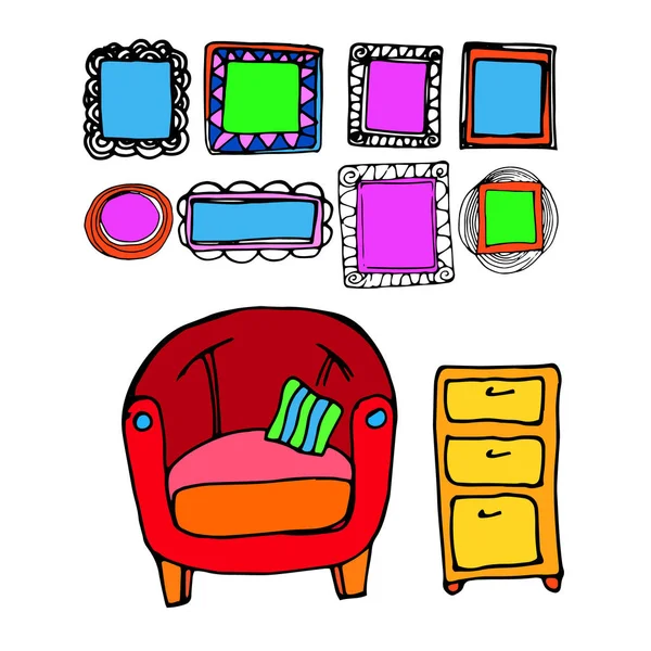 Vector interior muebles para el hogar diseño ilustración moderna — Archivo Imágenes Vectoriales