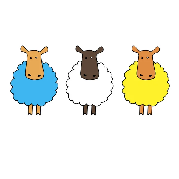 Lam schapen vector dierlijke illustratie Demi boerderij wol zoogdier witte natuur cartoon — Stockvector