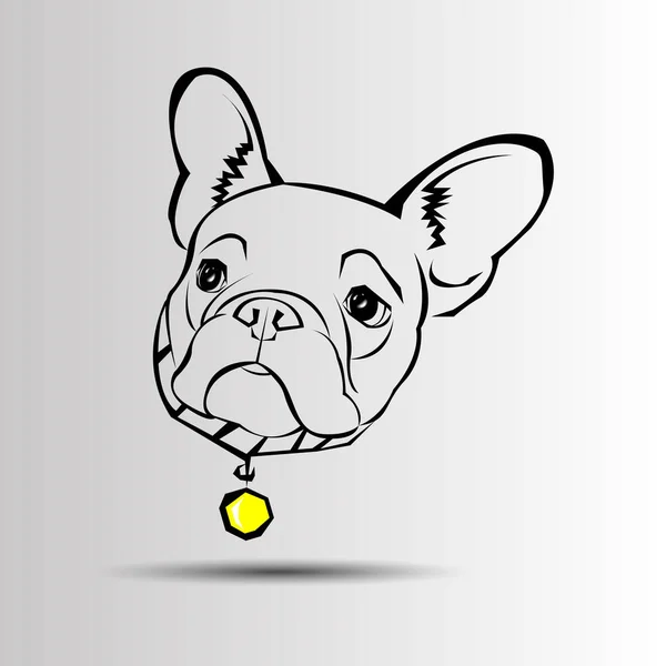 Anjing vektor berkembang biak hewan peliharaan lucu bulldog Perancis - Stok Vektor