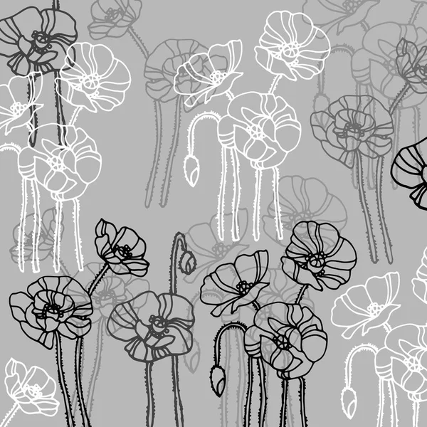 Poppy naturen blomma vektor växt mönster ritning illustration design — Stock vektor