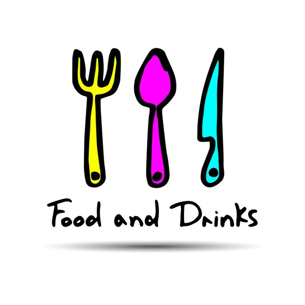 Spoon fork icon vector kitchen illustration restaurant food — Stock Vector