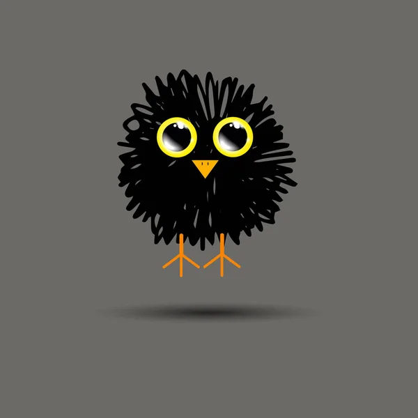 Funny cute furry animal vector bird illustration sparrow bird owl — Stock Vector