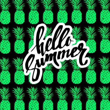 ananas, vektör, meyve, yemek, tropikal, yaz, tasarım, illüstrasyon, arka plan, tatlı