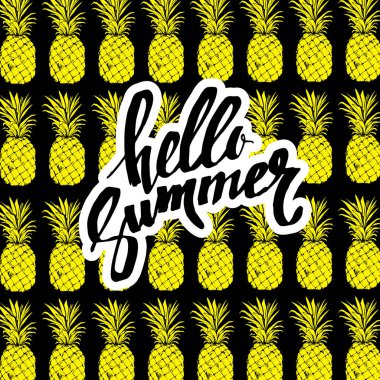 ananas, vektör, meyve, yemek, tropikal, yaz, tasarım, illüstrasyon, arka plan, tatlı
