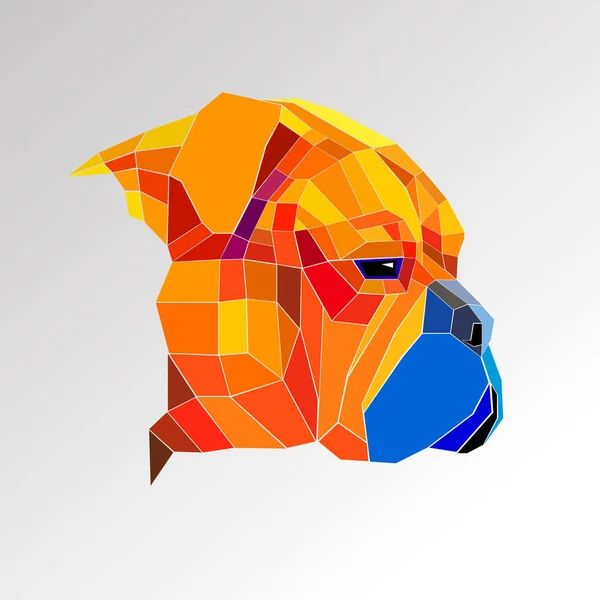 Σκύλος μαντρόσκυλο εικονογράφηση πορτρέτο κουτάβι ΜΠΟΥΛ ΜΑΣΤΙΦ γραφικό μάτια τα αυτιά σκιά ματιών πρόσωπό μύτη — Διανυσματικό Αρχείο
