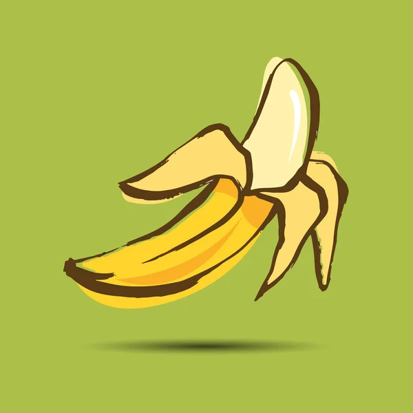 Banana, fruto, vetor, comida, amarelo, ilustração, fresco, tropical, desenho — Vetor de Stock