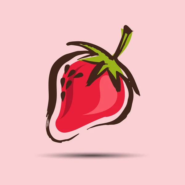 Erdbeere, Beere, Obst, Lebensmittel, Vektor, Bio, frisch, Illustration, natürlich — Stockvektor