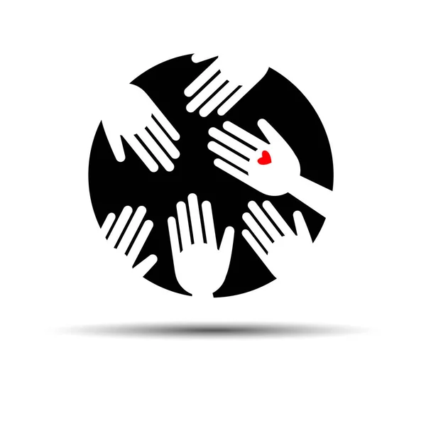 Herz Vektor Hand Symbol Liebe Symbol helfen Form Zeichen — Stockvektor