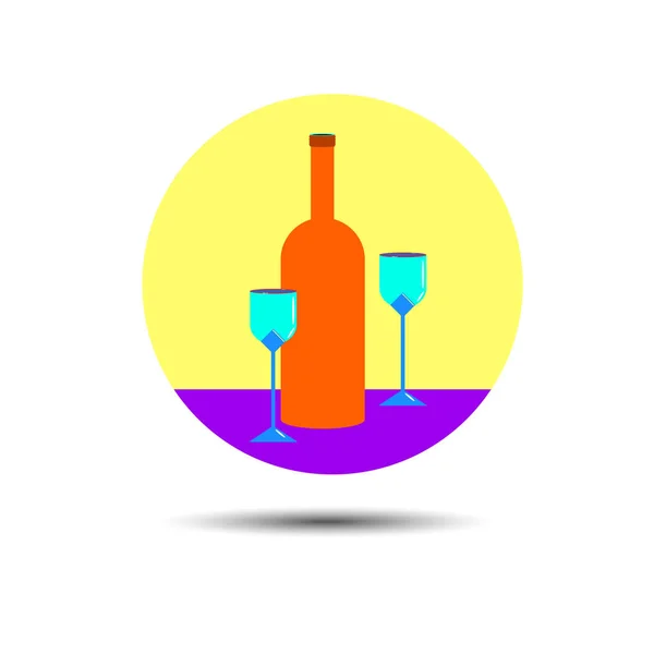葡萄酒杯酒精瓶饮料矢量白色饮料图 — 图库矢量图片