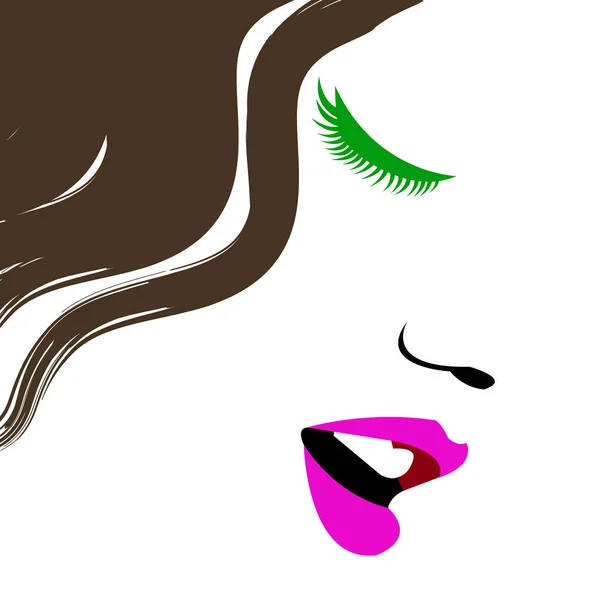 Belleza hermoso cabello vector chica retrato joven ilustración mujer — Vector de stock