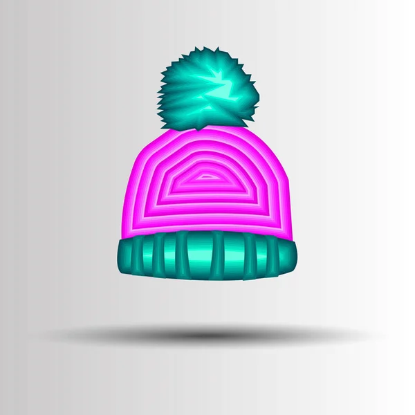 Зимняя шапка иллюстрации шляпа вектор моды теплый аксессуар вязать одежды иконка объекта — стоковый вектор