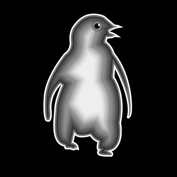 Pinguino carino illustrazione vettore cartone animato bianco nero — Vettoriale Stock