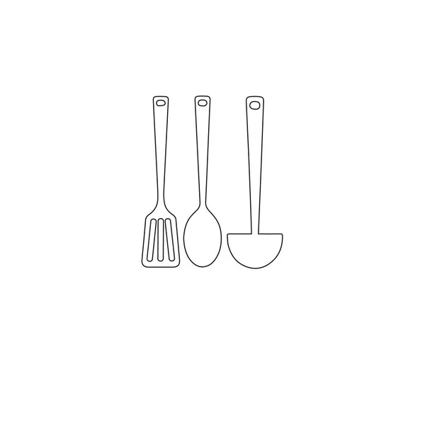 Кухня Векторні ілюстрації ложка ковша приготування їжі — стоковий вектор