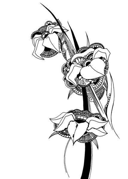 Квітка графіка малюнок незвичайний пелюстковий бутон — стоковий вектор