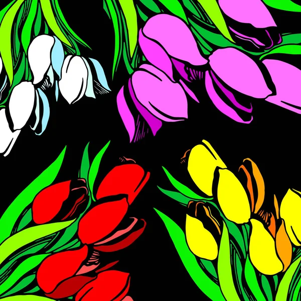 Vector floral illustratie natuur tulip groene lente — Stockvector