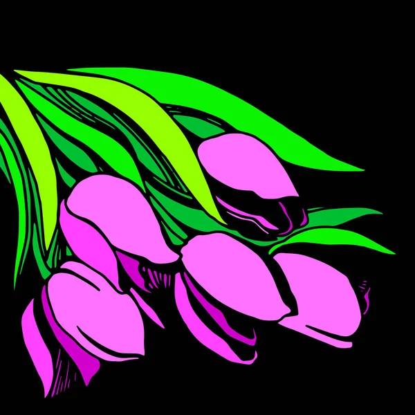 Silueta flor de tulipán. Obras de arte vectoriales. Regalo para niña y mujer . — Vector de stock